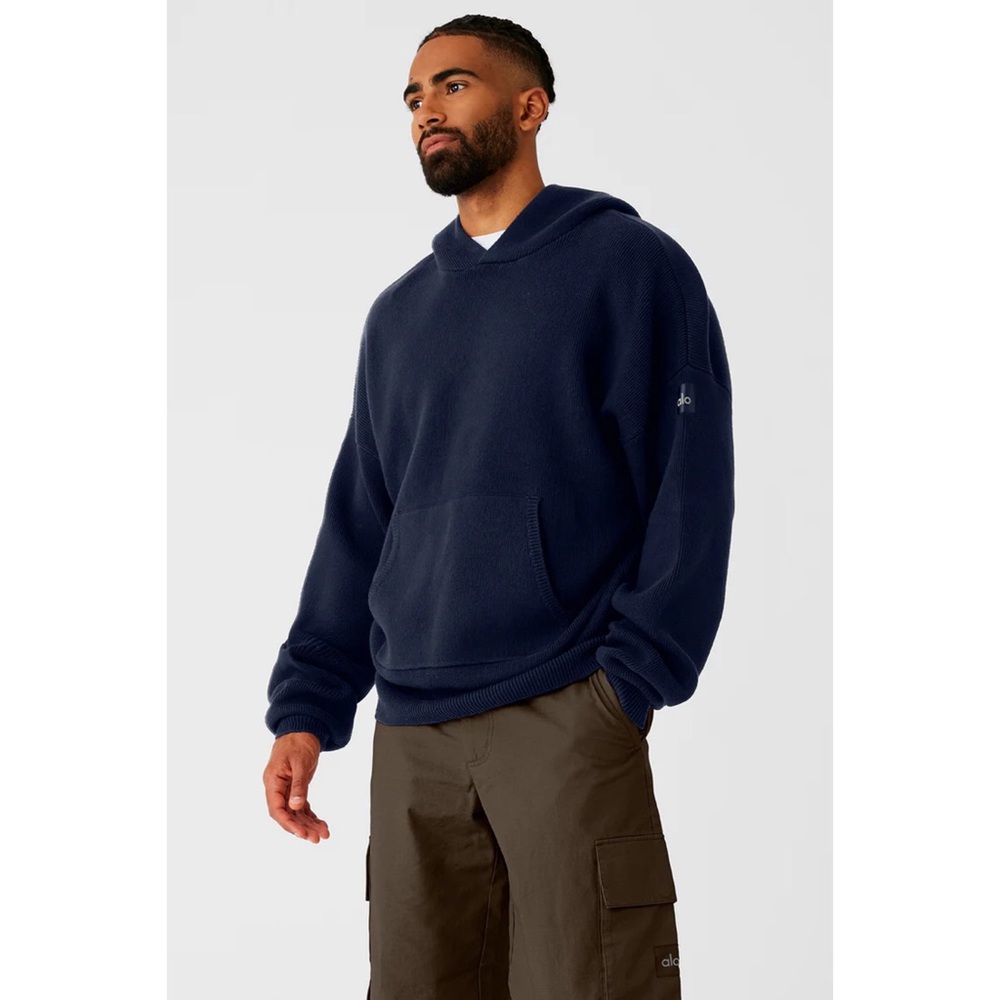 Alo Yoga Scholar Hooded Sweater Navy Small - Picture 15 of 15